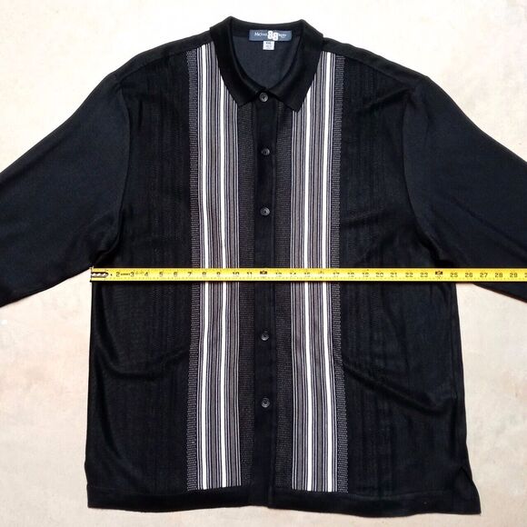 Vintage Michael Irvin 88 Black Gray Striped Knit Long Sleeve Shirt - Size XXL - Picture 8 of 8